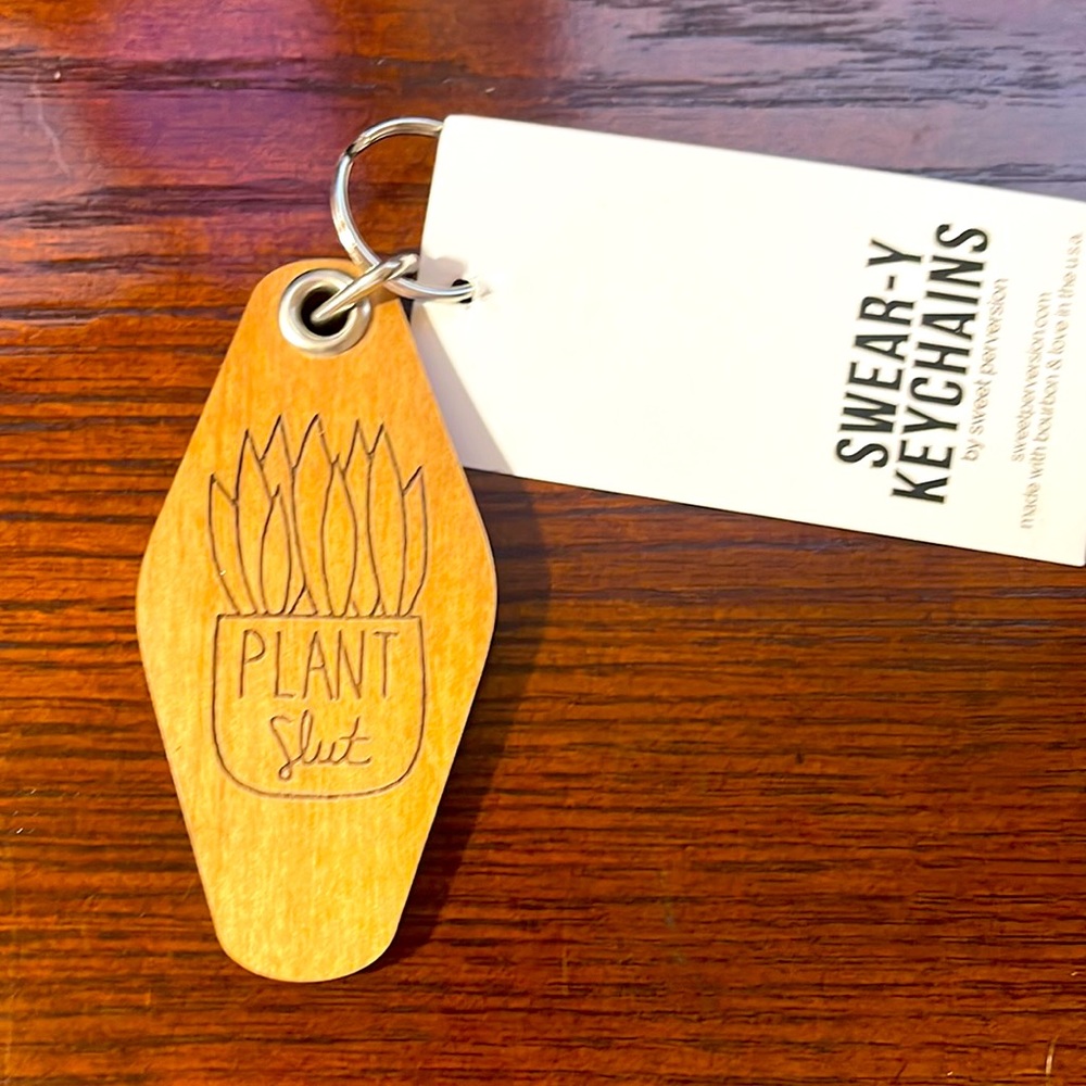 Plant Slut wooden keychain